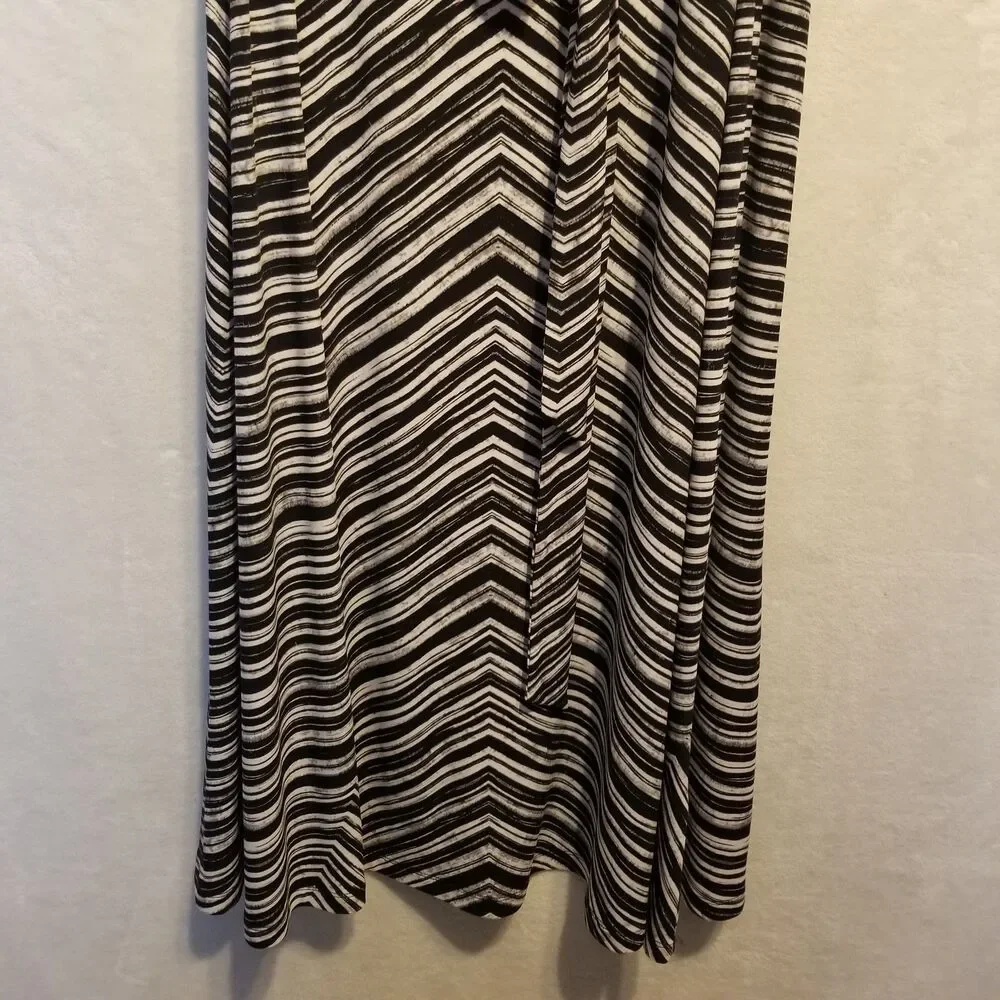 Calvin Klein 0X (XL) Dress Maxi Cowel Neck Blouson Tie Belt Chevron Office